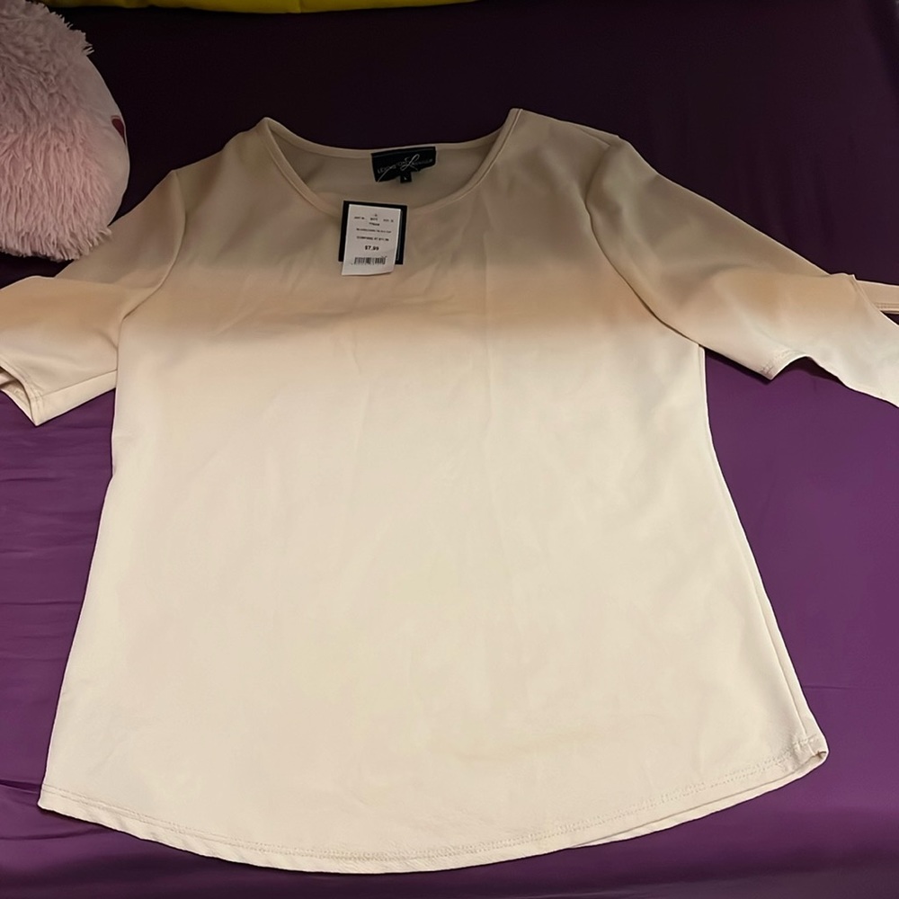 Elbow length cream blouse size L